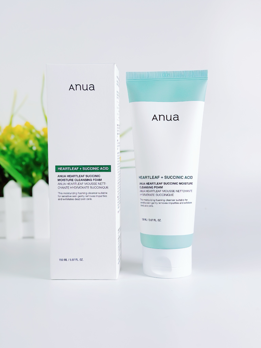 Гель-пенка для умывания с янтарной кислотой Anua Heartleaf Succinic Moisture Cleansing Foam, 150 мл
