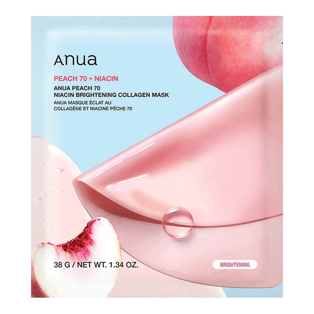 Осветляющая гидрогелевая маска с персиком Anua Peach 70 Niacin Brightening Collagen Mask, 38г
